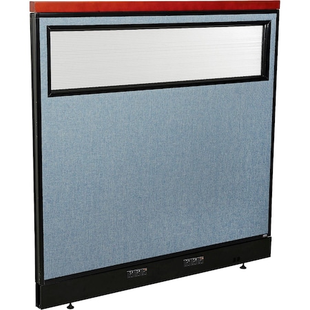 Interion By Global Industrial Interion Deluxe Electric Office Partition Panel with Partial Window, 48-1/4inW x 47-1/2inH, Blue 694770WEBL